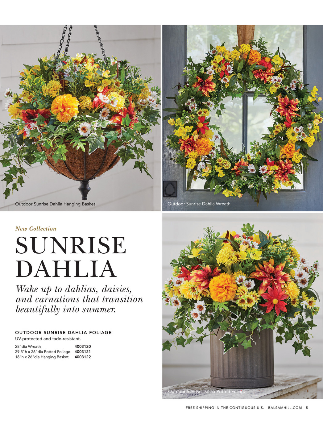 Balsam Hill - 2020 Spring 2 - Outdoor Sunrise Dahlia Hanging Basket
