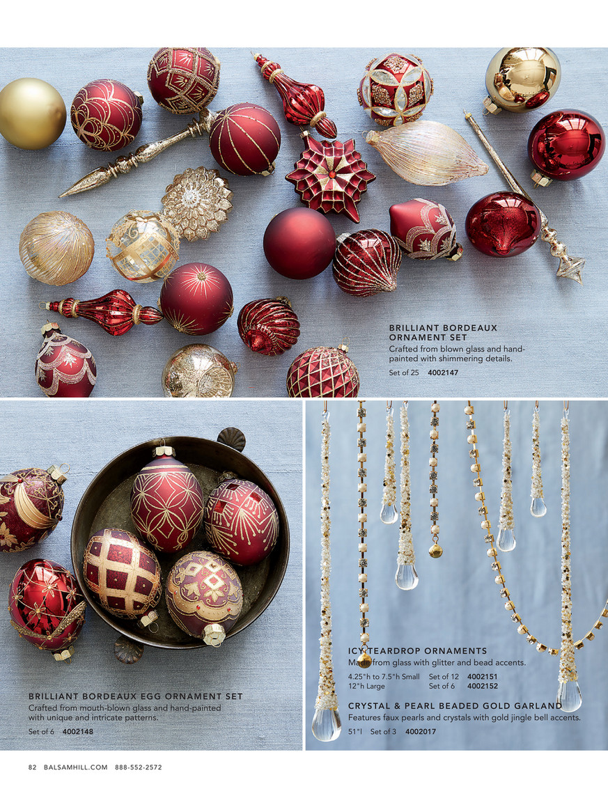 *6/Set, Red Bead & Jingle Bell Ornaments