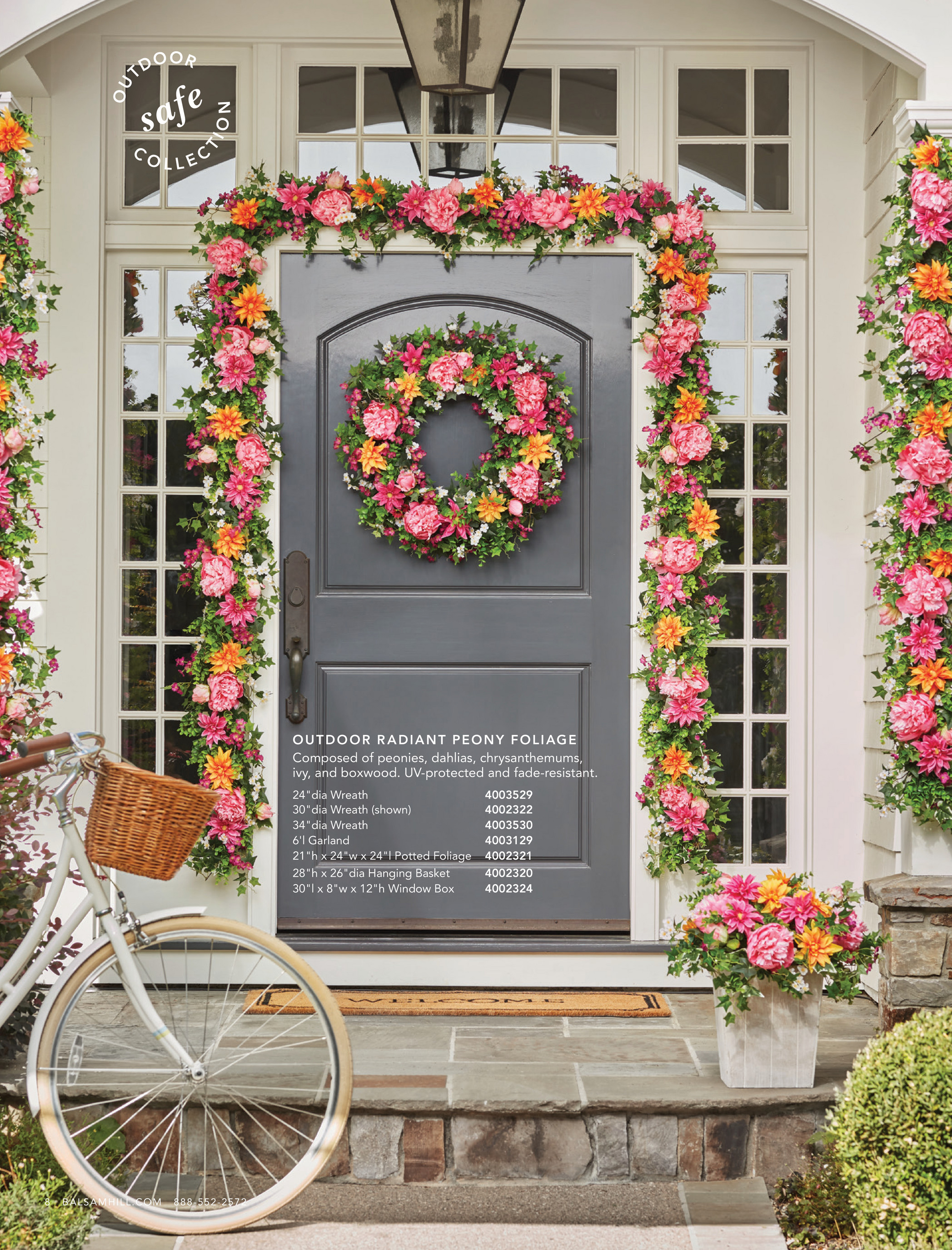 Ebenezer & Co. 22 Door Basket with Greenery ,Natural Ribbon