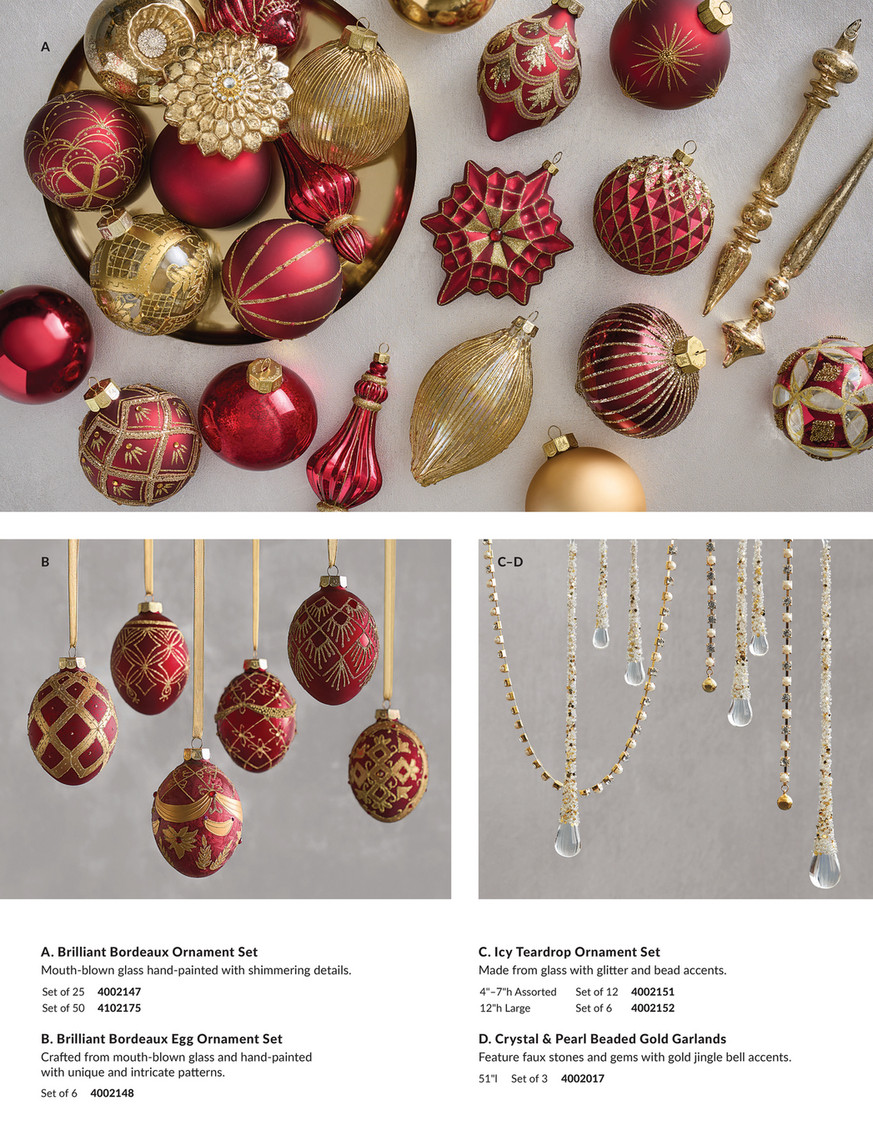 *6/Set, Red Bead & Jingle Bell Ornaments