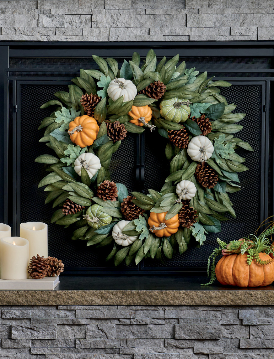 Balsam Hill - 2023 Fall 2 - Maple Leaf & Japanese Lantern Wreath