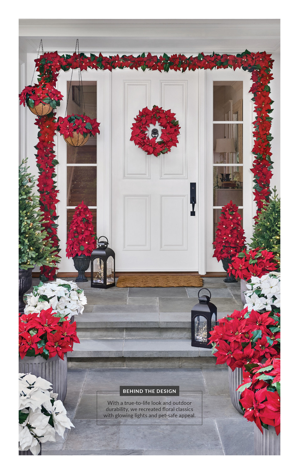 Balsam Hill - 2023 Best Sellers - Red Outdoor Lit Poinsettia Celebration  Hanging Basket